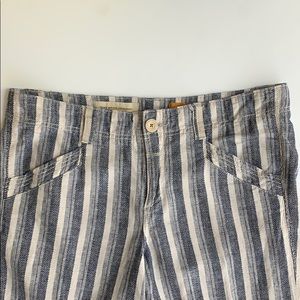 Anthropology Cotton-Linen Blend Striped Flare Pant